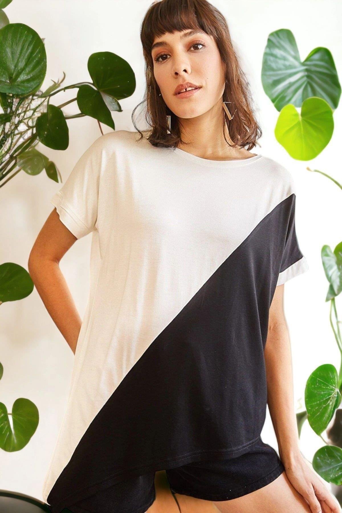 Kadın Siyah T-shirt - 700-K7169