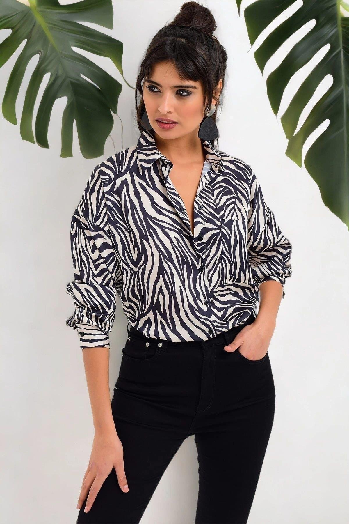 Kadın Zebra Gömlek - 700-K4552