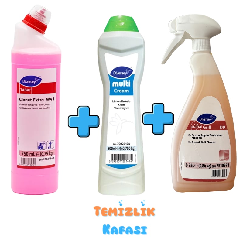 Diversey Suma Grill D9 750 ml + Clonet Extra W41 750 ml- Multi Cream 