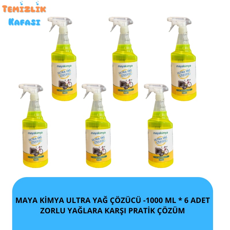 Maya Kimya Ultra Yağ Çözücü 1 L x 6 Adet – Zorlu Yağlar İçin Güçlü Temizlik