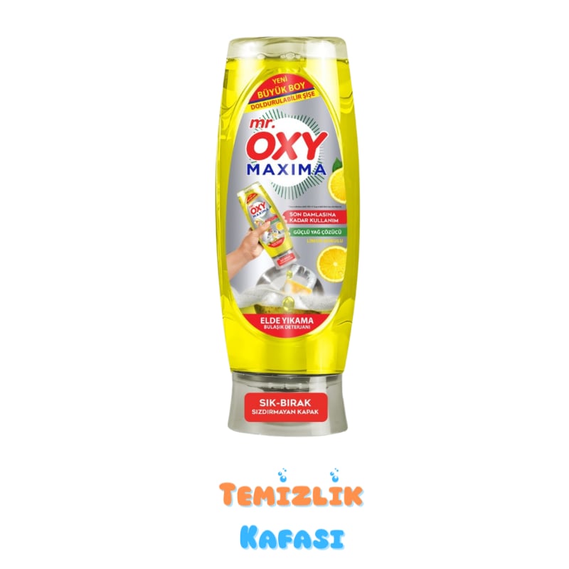 Mr. Oxy Maxima Elde Yıkama Bulaşık Deterjanı – Limon Özlü Güçlü Yağ Çözücü 650 Ml