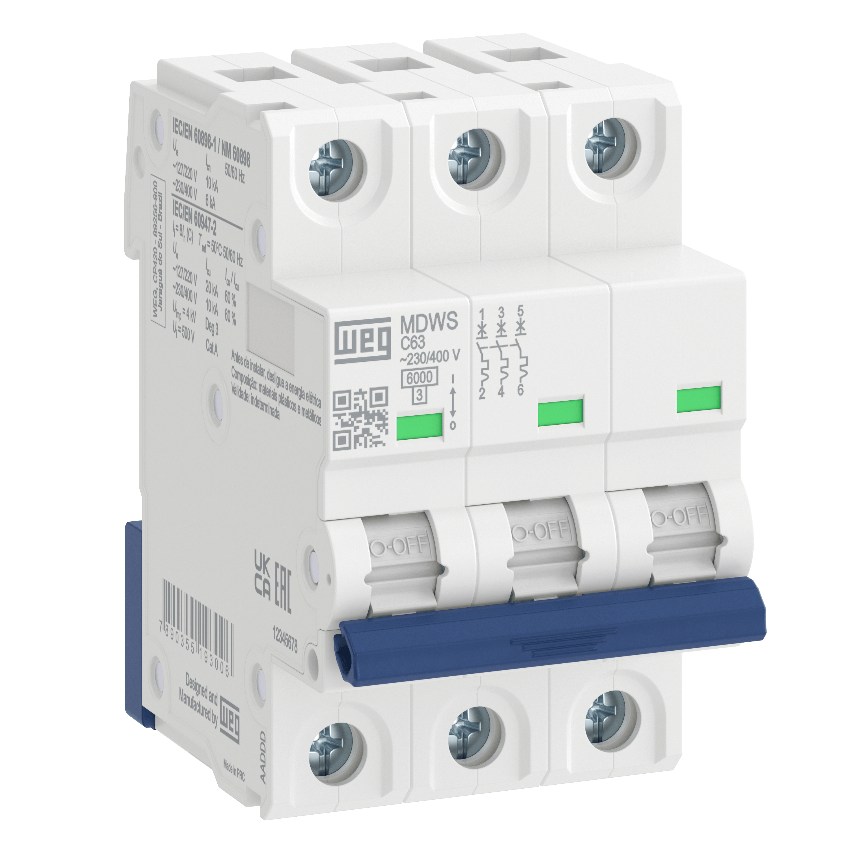 MDWS-C40-3 3P, 40A, C Eğrisi, 6kA Otomatik Sigorta