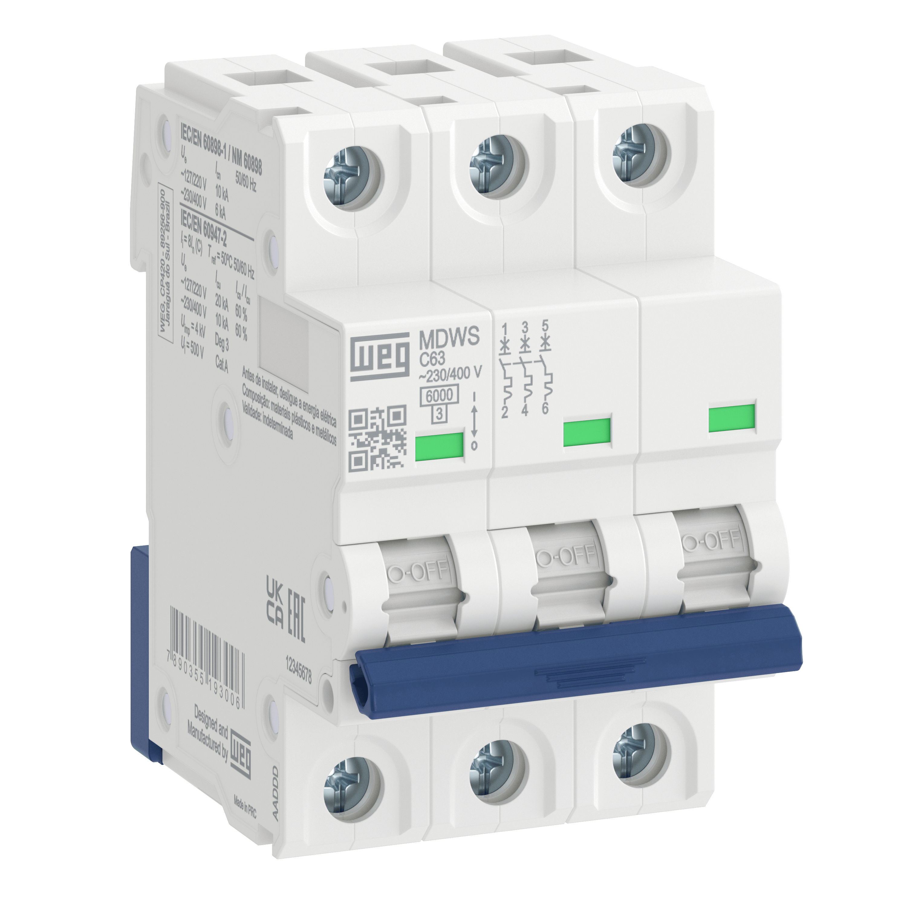 MDWS-C6-3 3P, 6A, C Eğrisi, 6kA Otomatik Sigorta