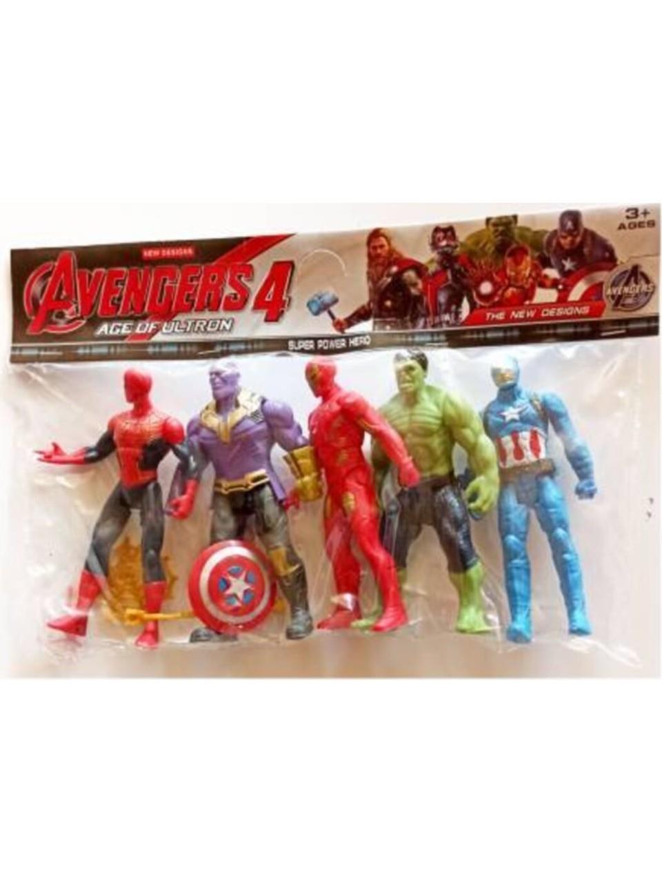 Avengers 5'li Karakterler Spiderman + Thanos + Ironman, + Hulk + Kaptan America Işıksız 12 cm