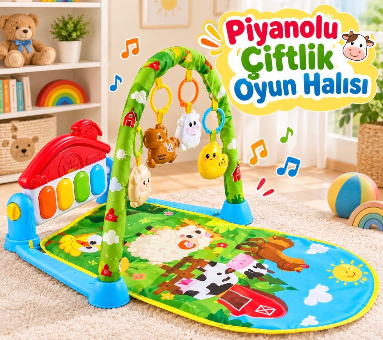 Piyanolu Çiftlik Bebek Oyun Halısı