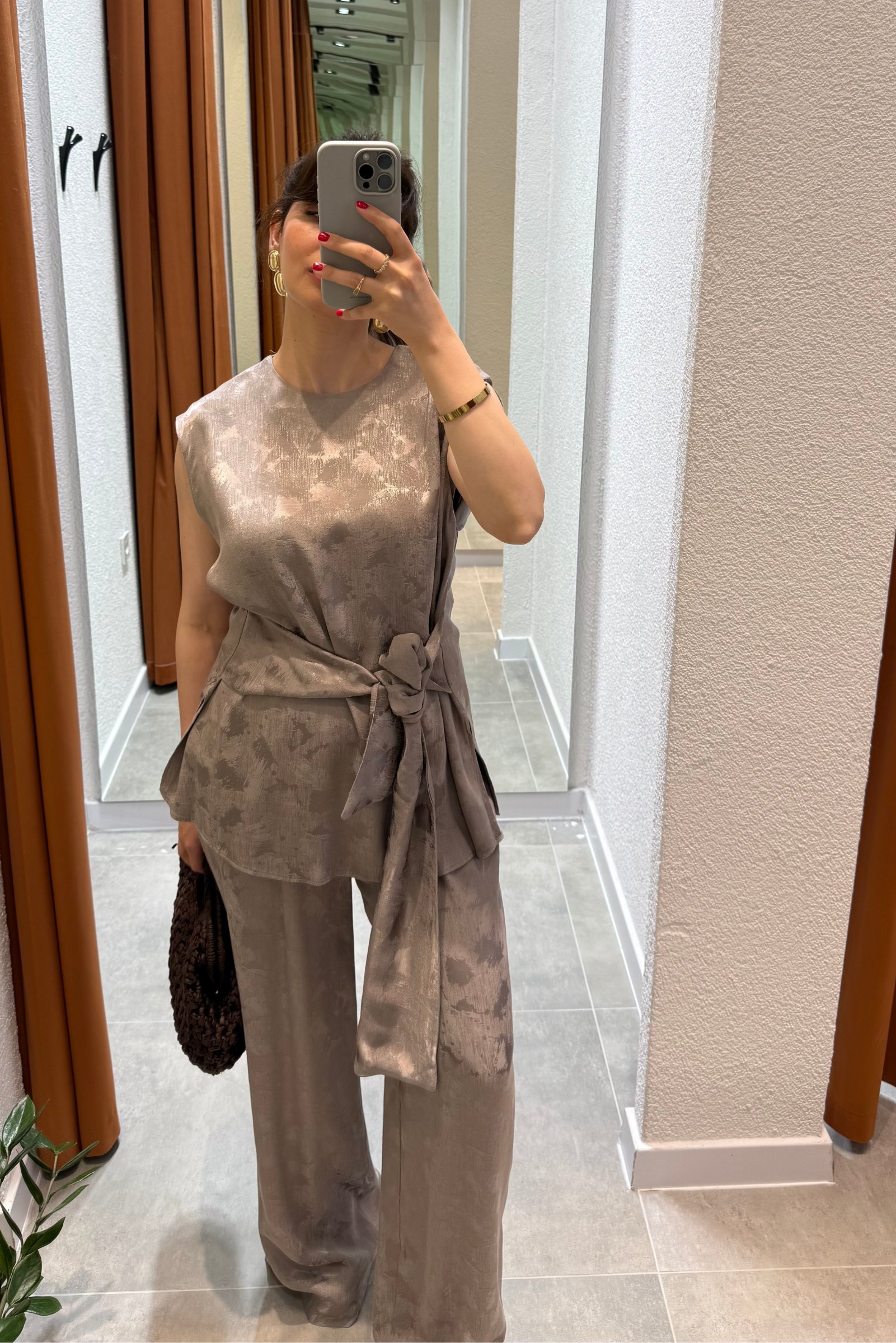2'li Jakar Baskılı Bluz Pantolon Takım 