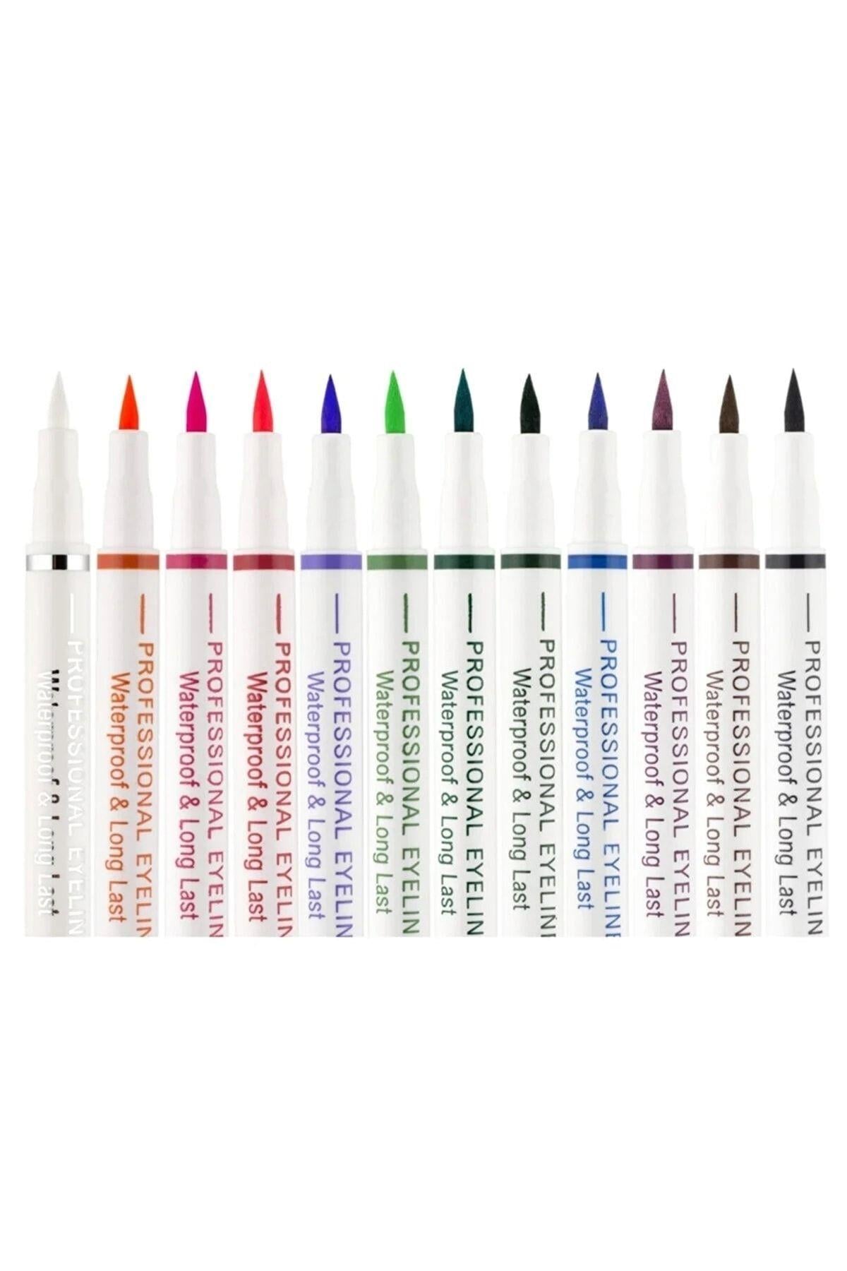 12 Renk Pen Eyeliner Seti