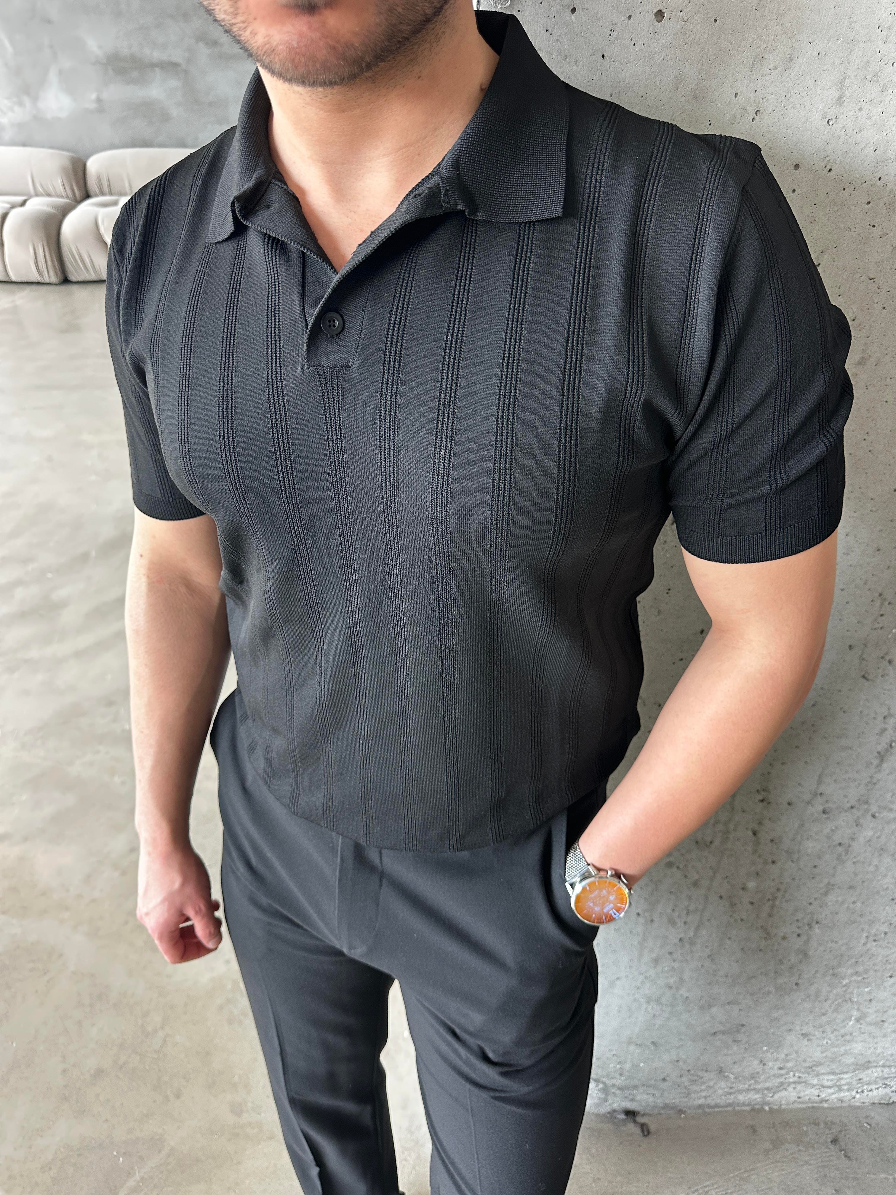 Siyah Paşa Model Pamuk Polo Yaka