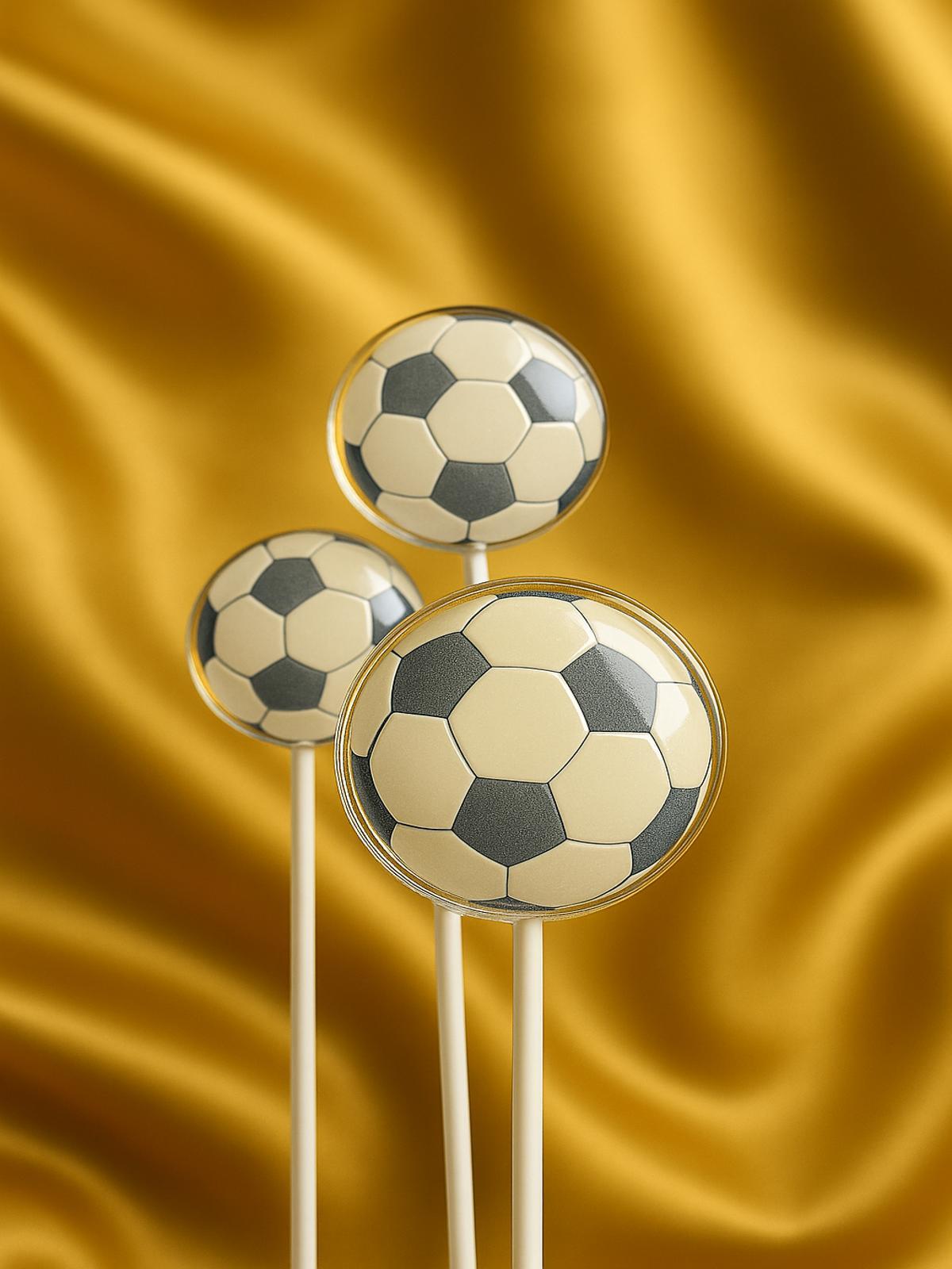  Futbol Topu Tasarımlı Şeffaf Butik Lolipop