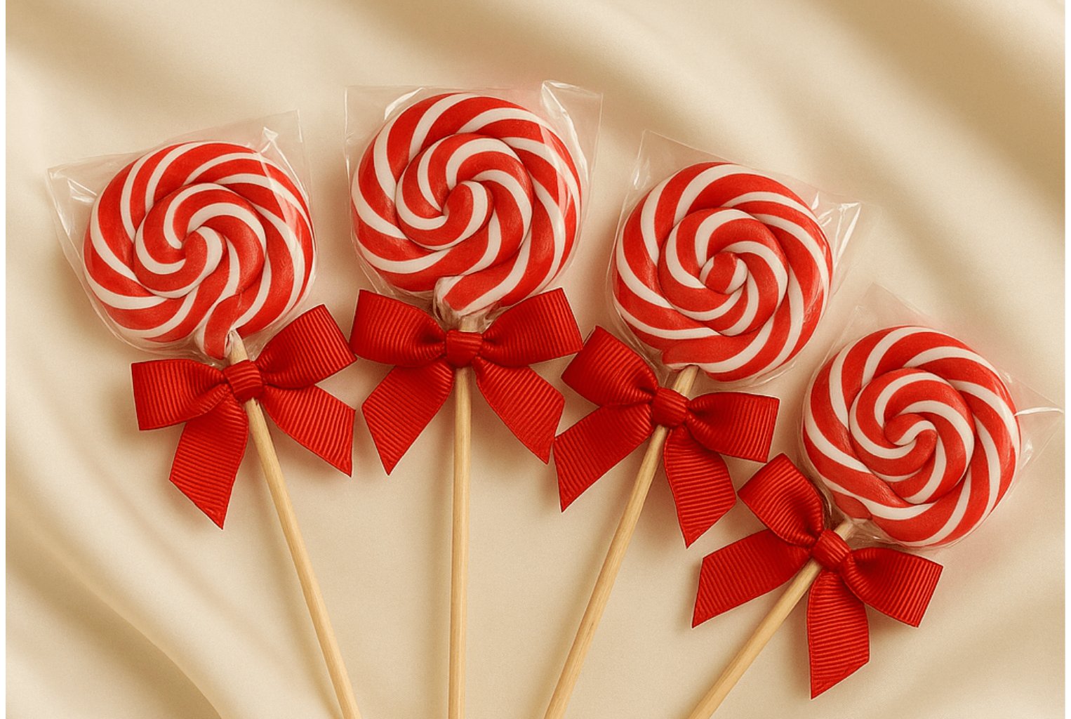 Kırmızı Kurdeleli Klasik Sarmal Lolipop