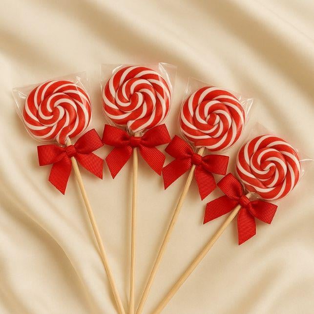 Kırmızı Kurdeleli Klasik Sarmal Lolipop
