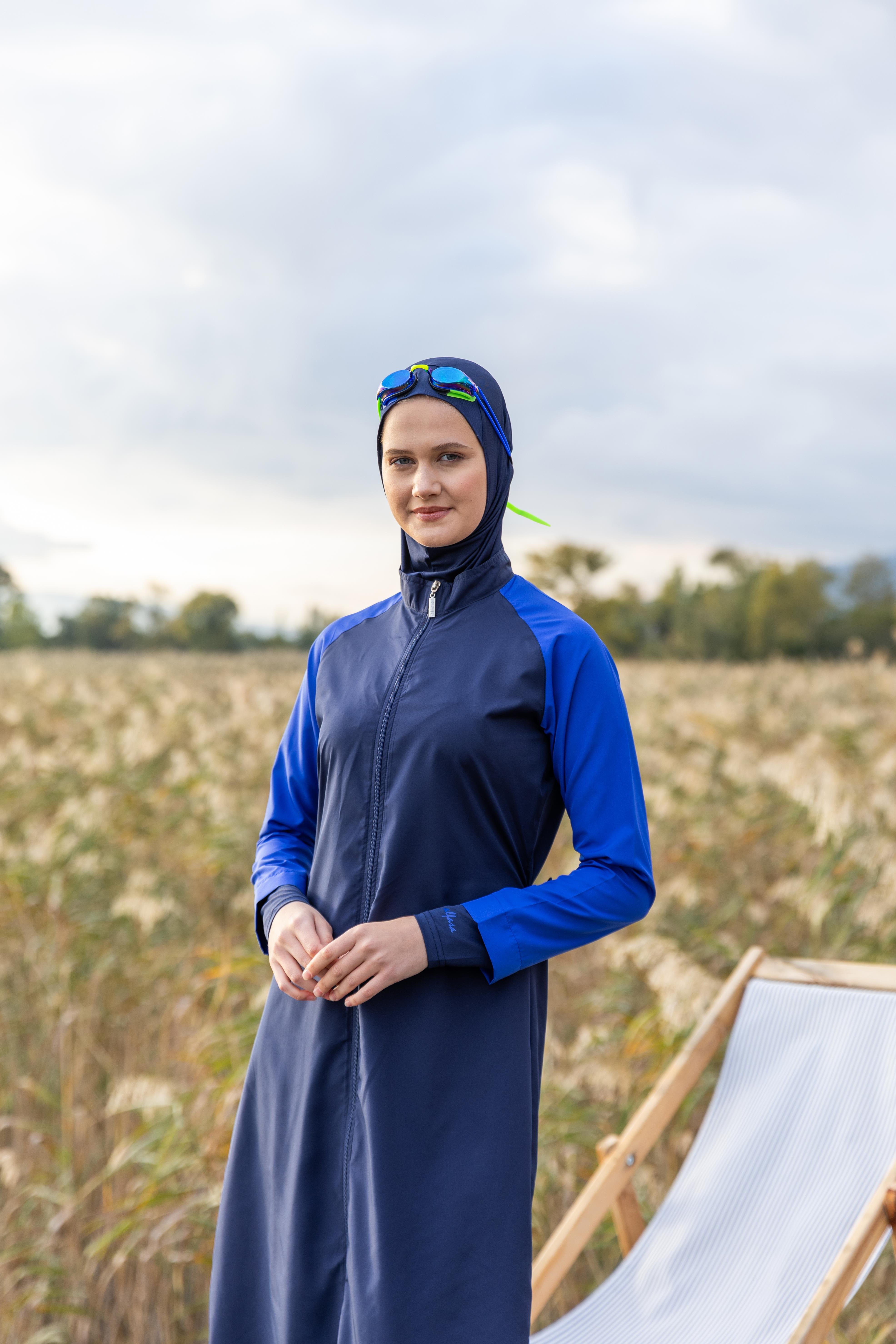 Spor Reglan Kol Uzun Tesettür Mayo Lacivert