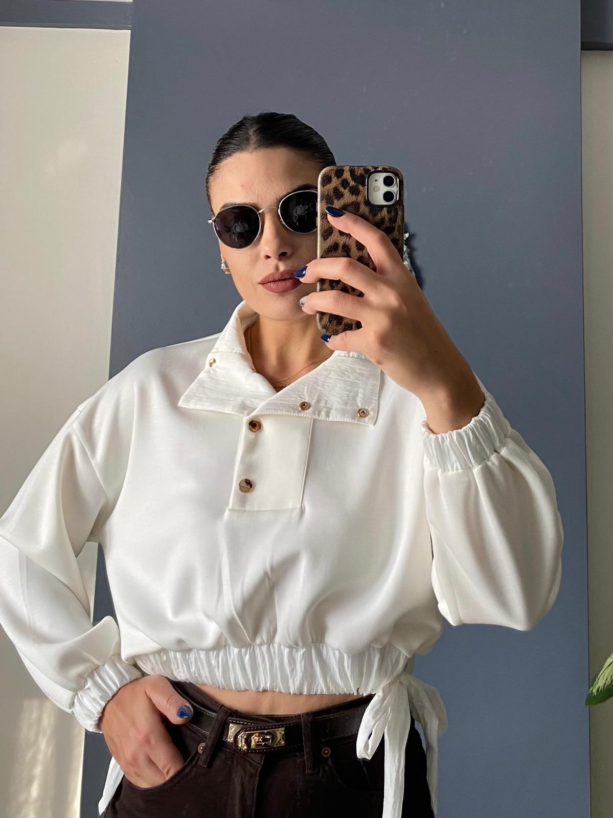 BEYAZ CROP SWEAT