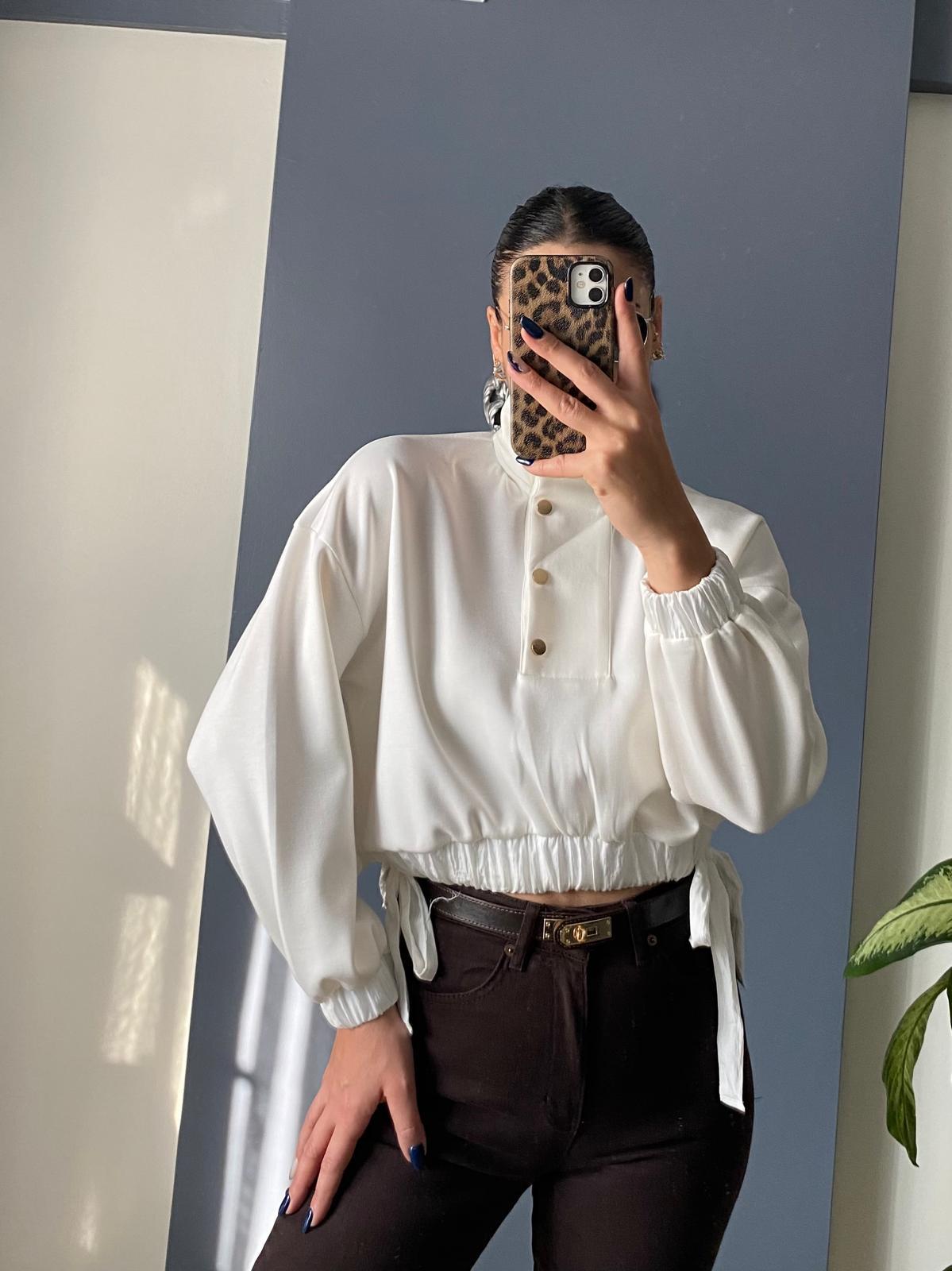 BEYAZ CROP SWEAT