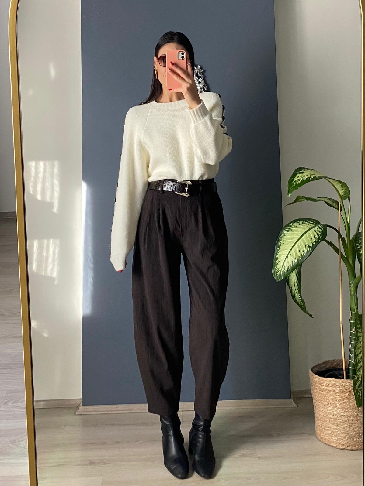 KADİFE HAVUÇ PANTALON-KAHVE