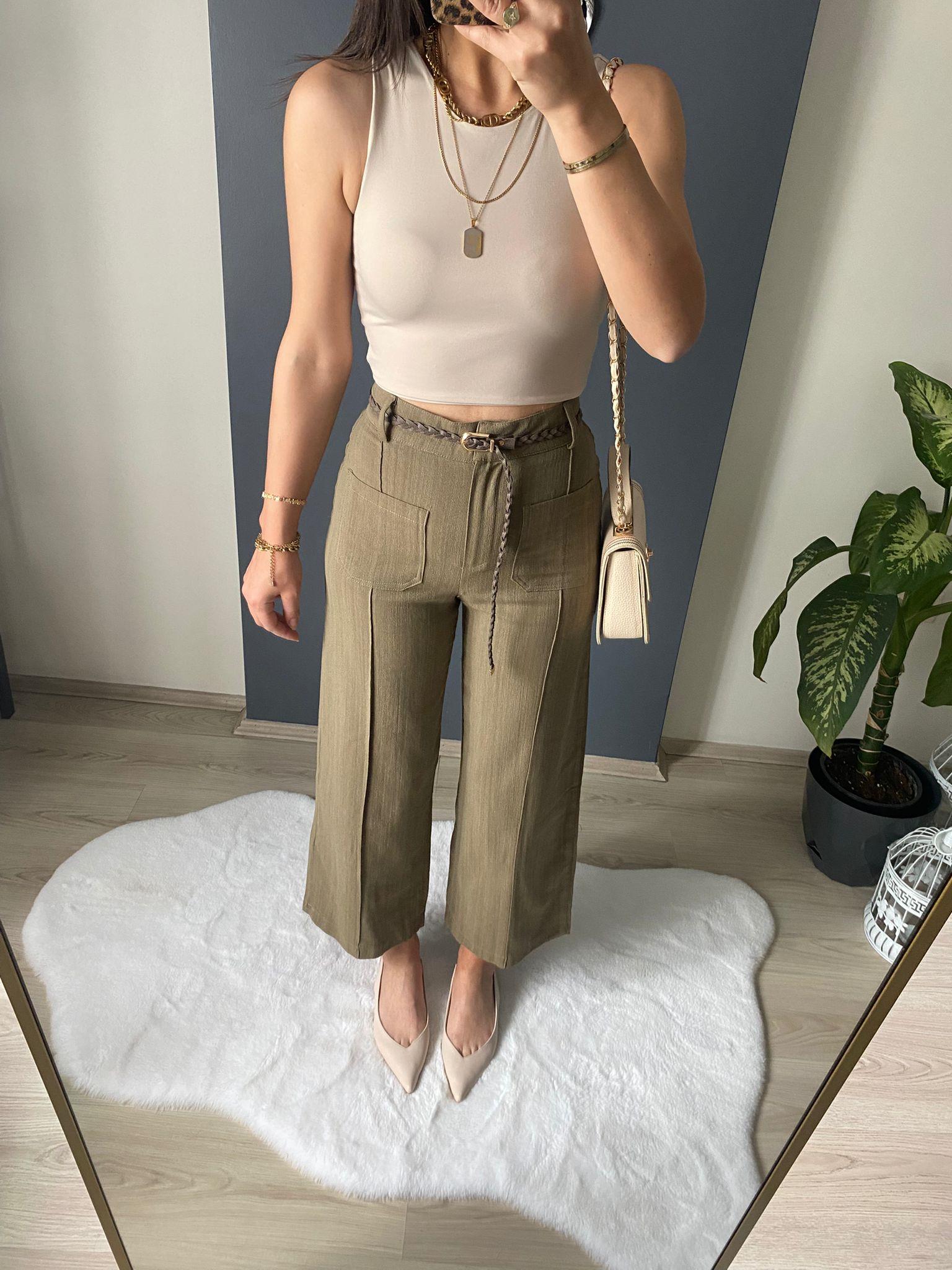 KEMERLİ KETEN PANTALON