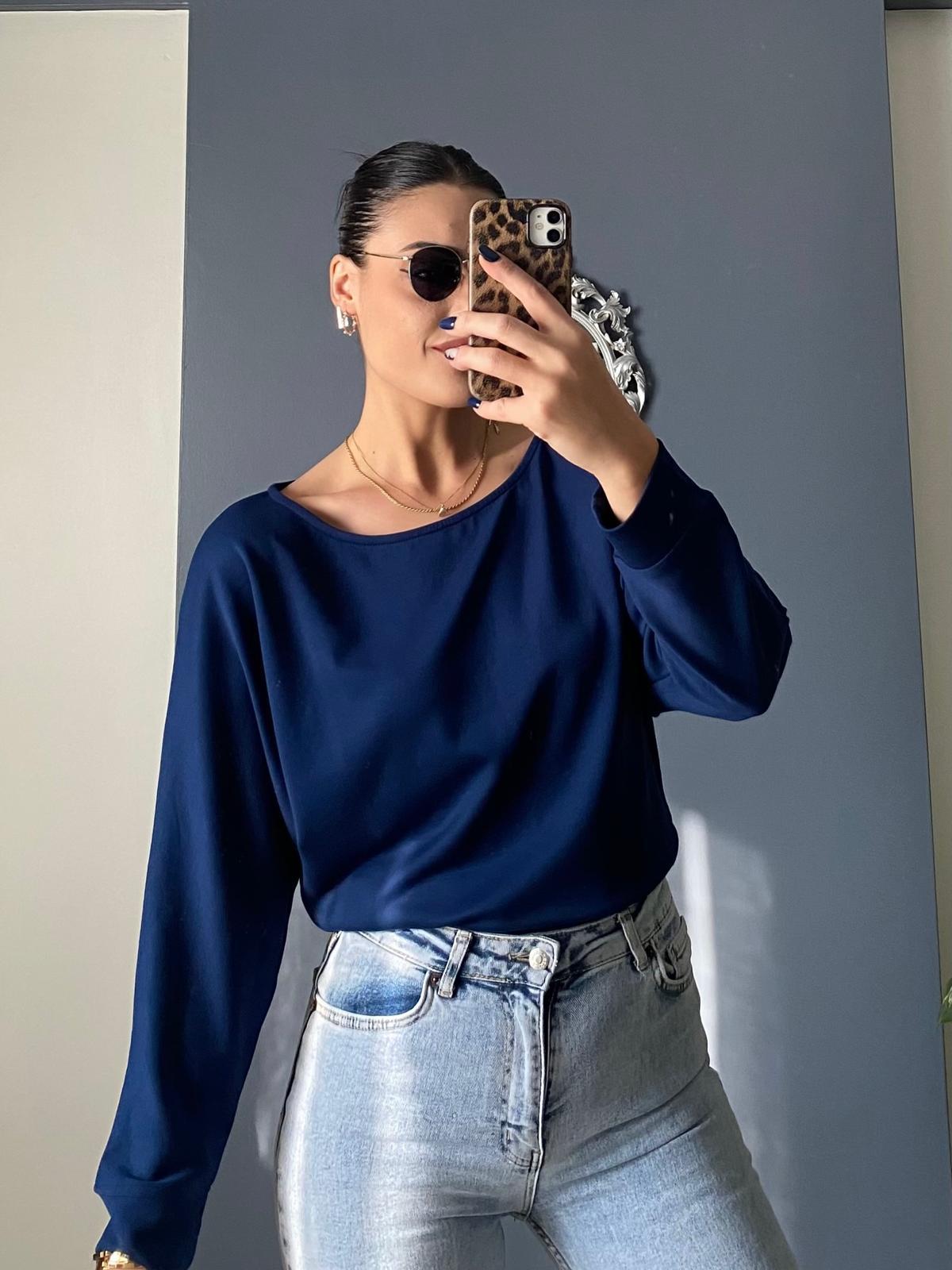 LACİVERT DÜŞÜK OMUZ SWEAT