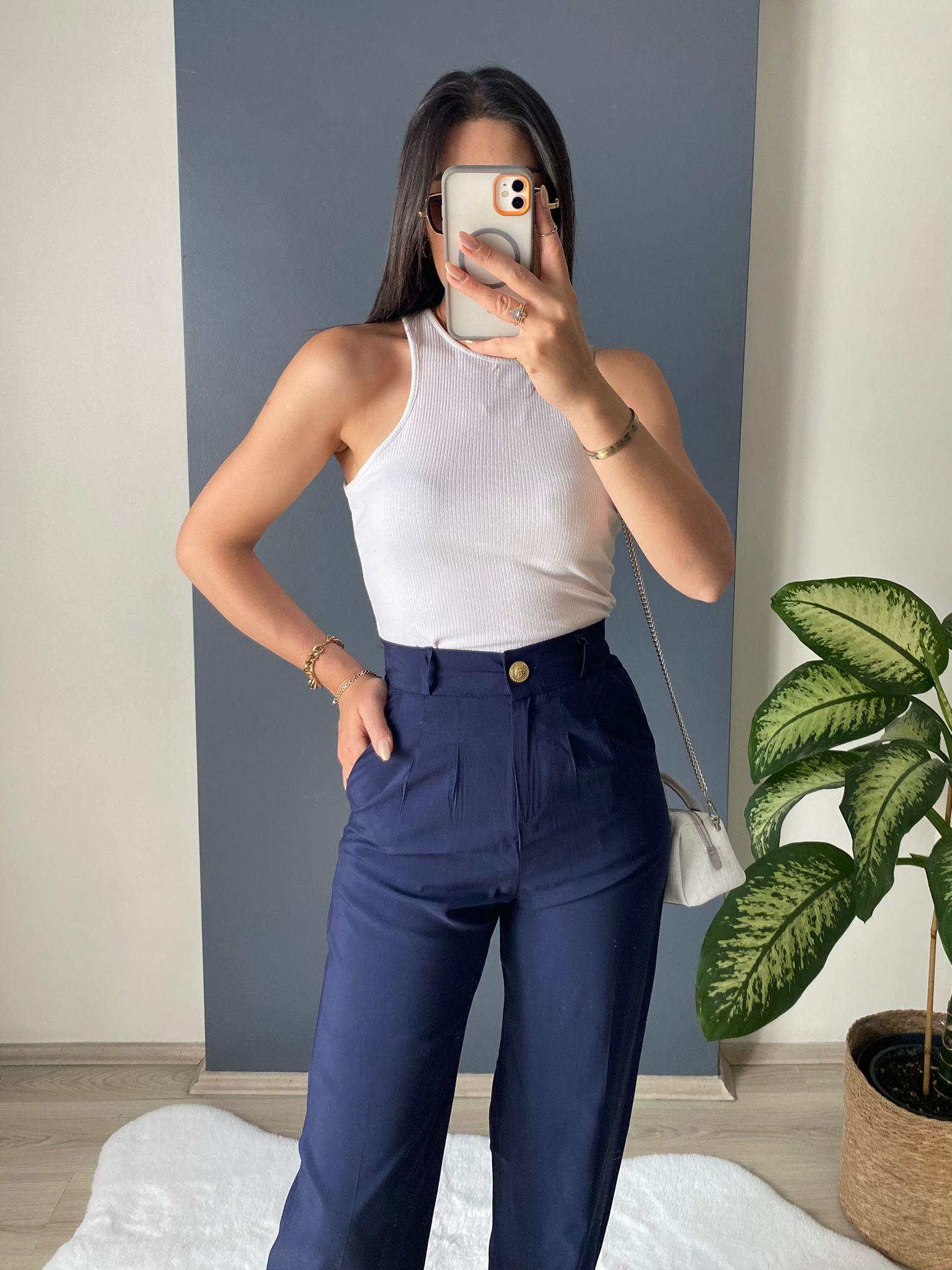 MASSİMO DUTTİ LACİVERTT TENSEL PALAZZO PANTALON