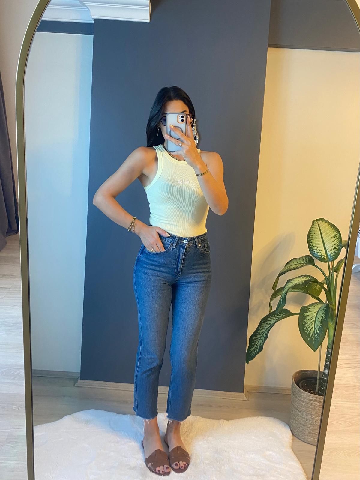 MAVİ KESİK PAÇA MOM  ZRA JEAN