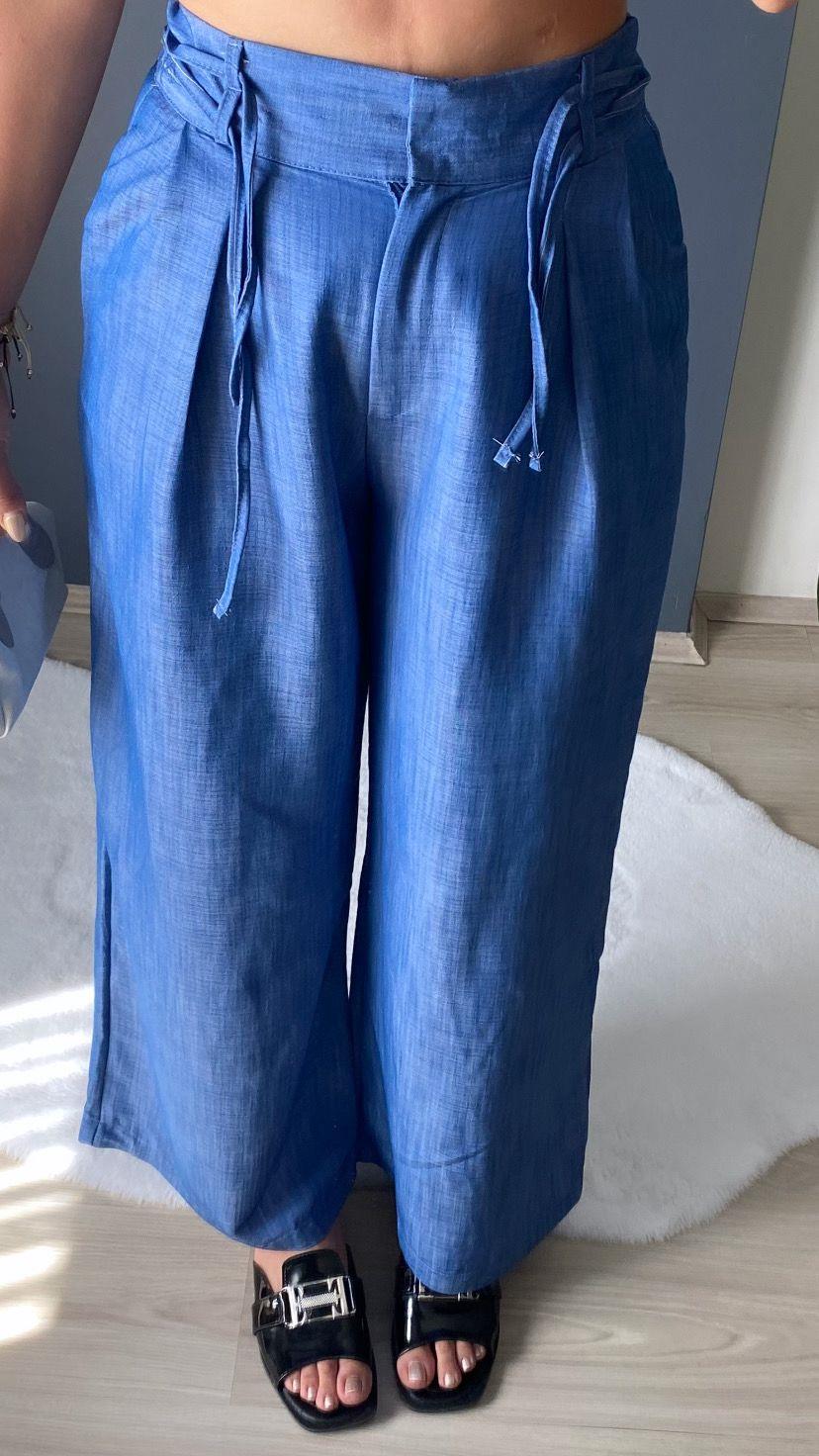 MAVİ TENSEL BOL  KESİM PANTALON