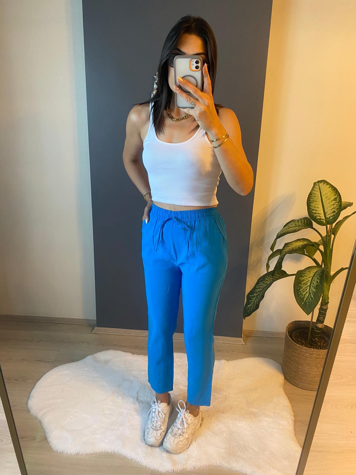 MAVİ TENSEL RAHAT PANTALON