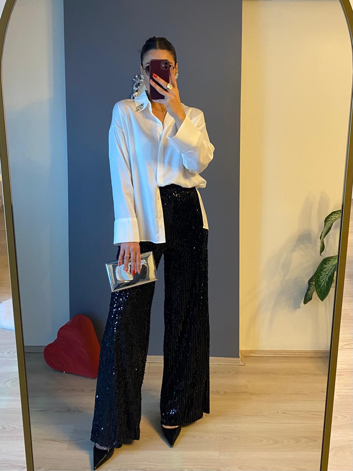 SİYAH PUL  PAYET PANTALON