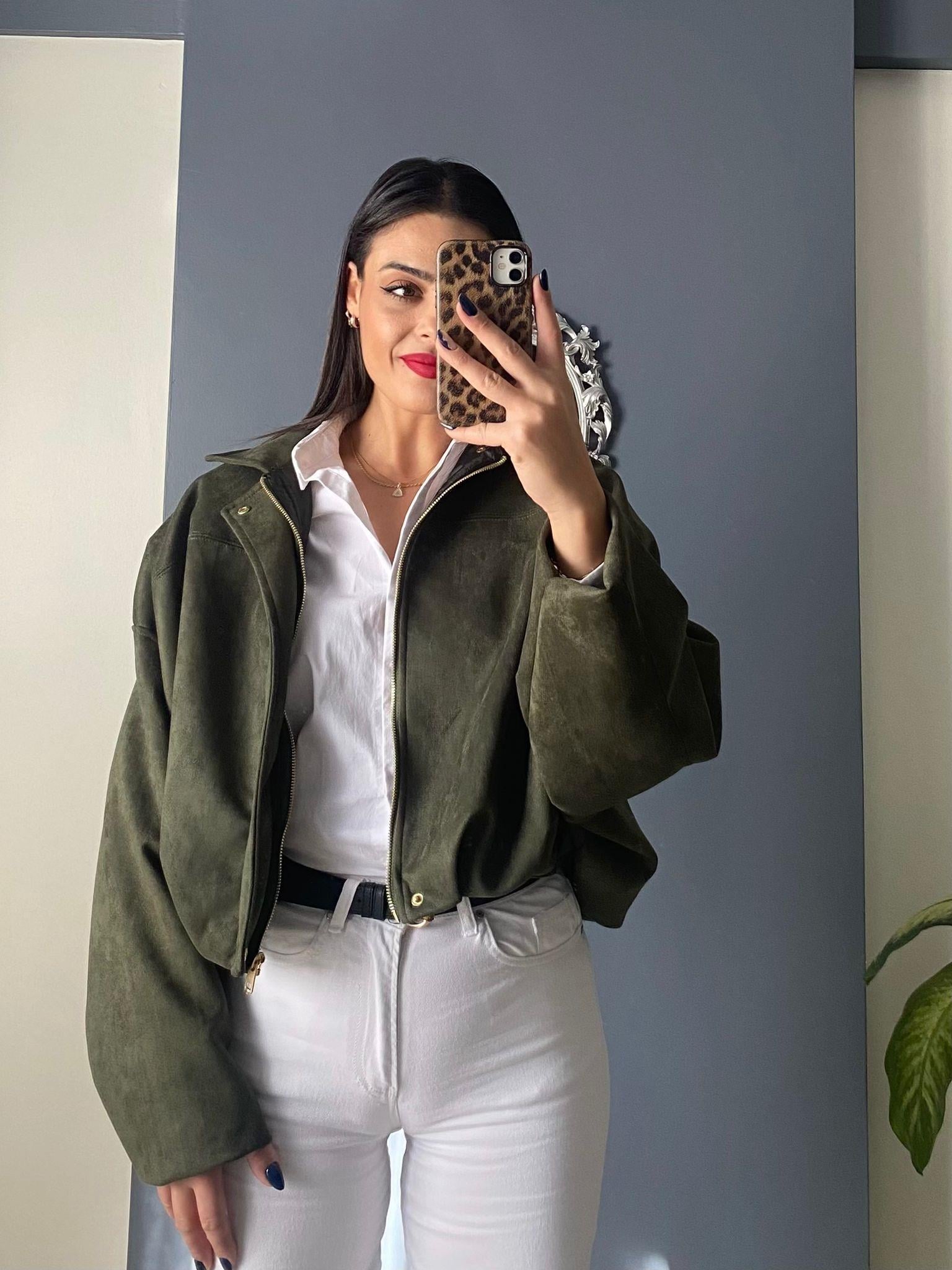 YEŞİL SÜET BOMBER CEKET