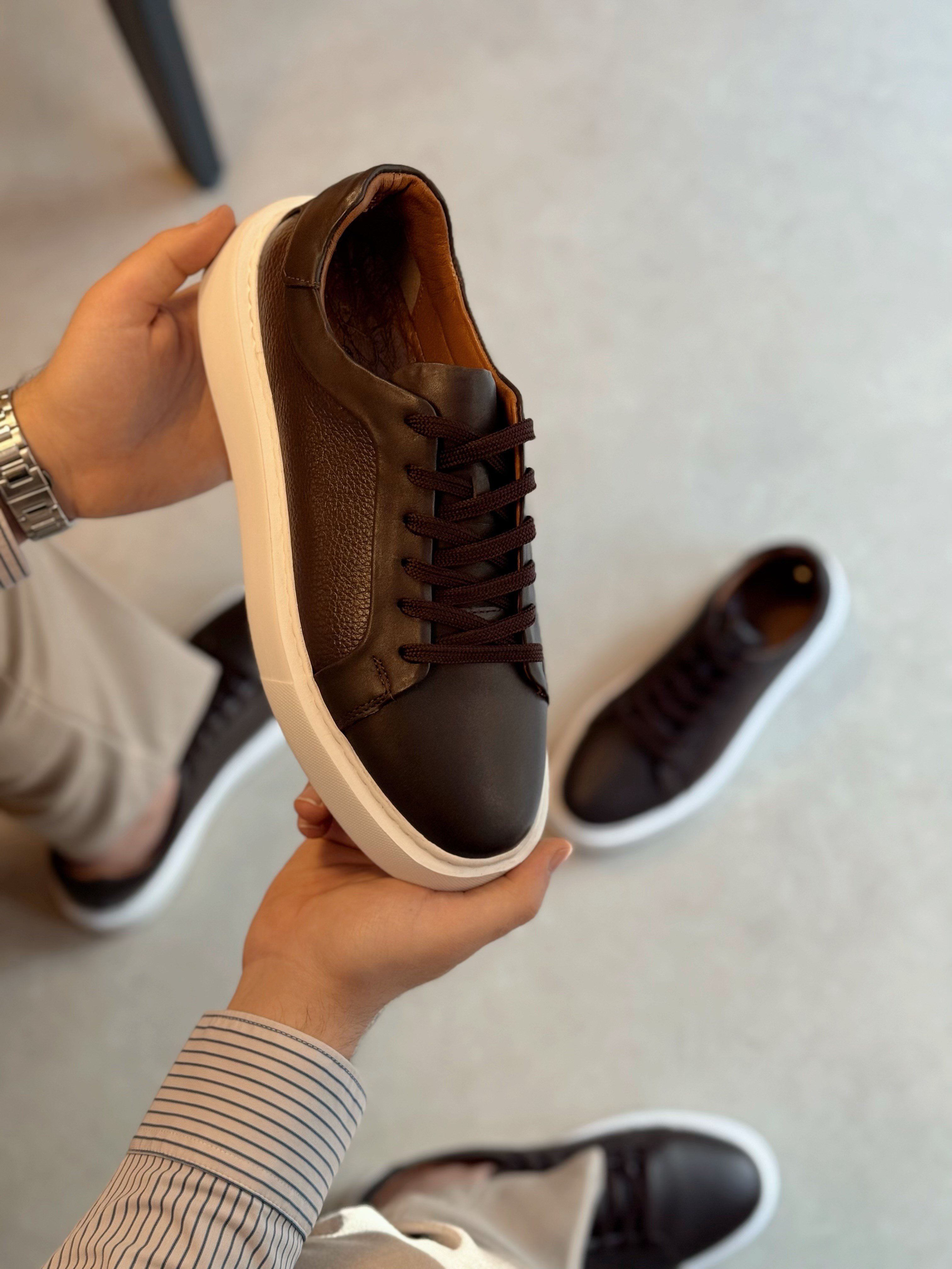 Mario Acı Kahve Hakiki Deri Erkek Sneaker