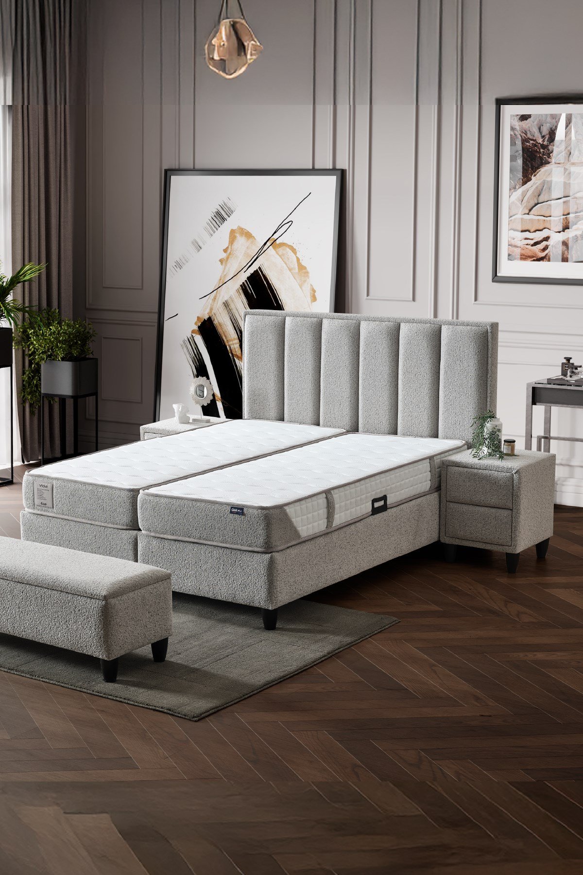 Cennet Yatak Viola Royal Deluxe 3’lü Set – Sağlıklı Uyku İçin Ortopedik Yatak, Fonksiyonel Baza ve Modern Başlık
