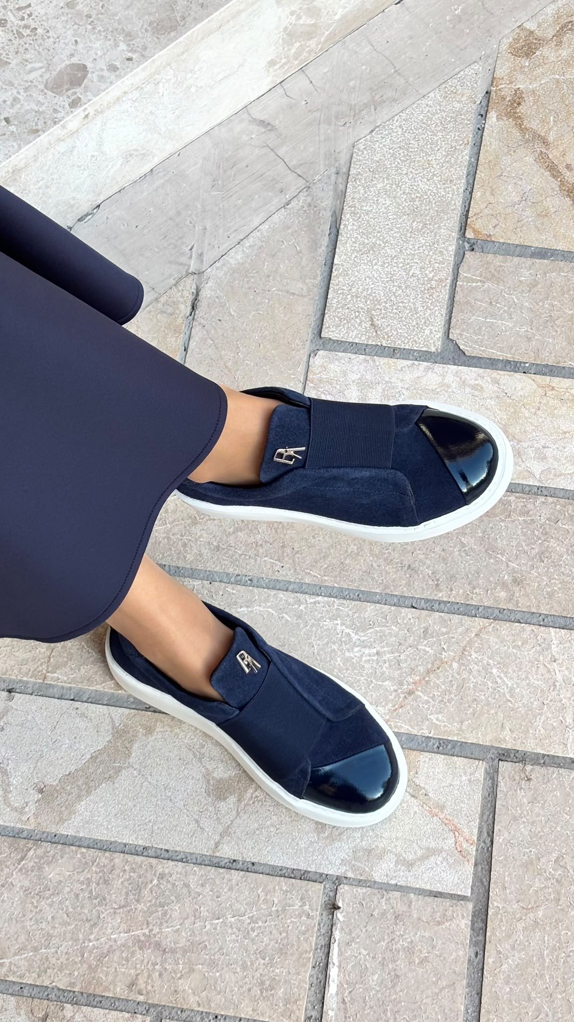 Düz Bantlı %100 Hakiki Deri Özel Seri Sneakers Lacivert