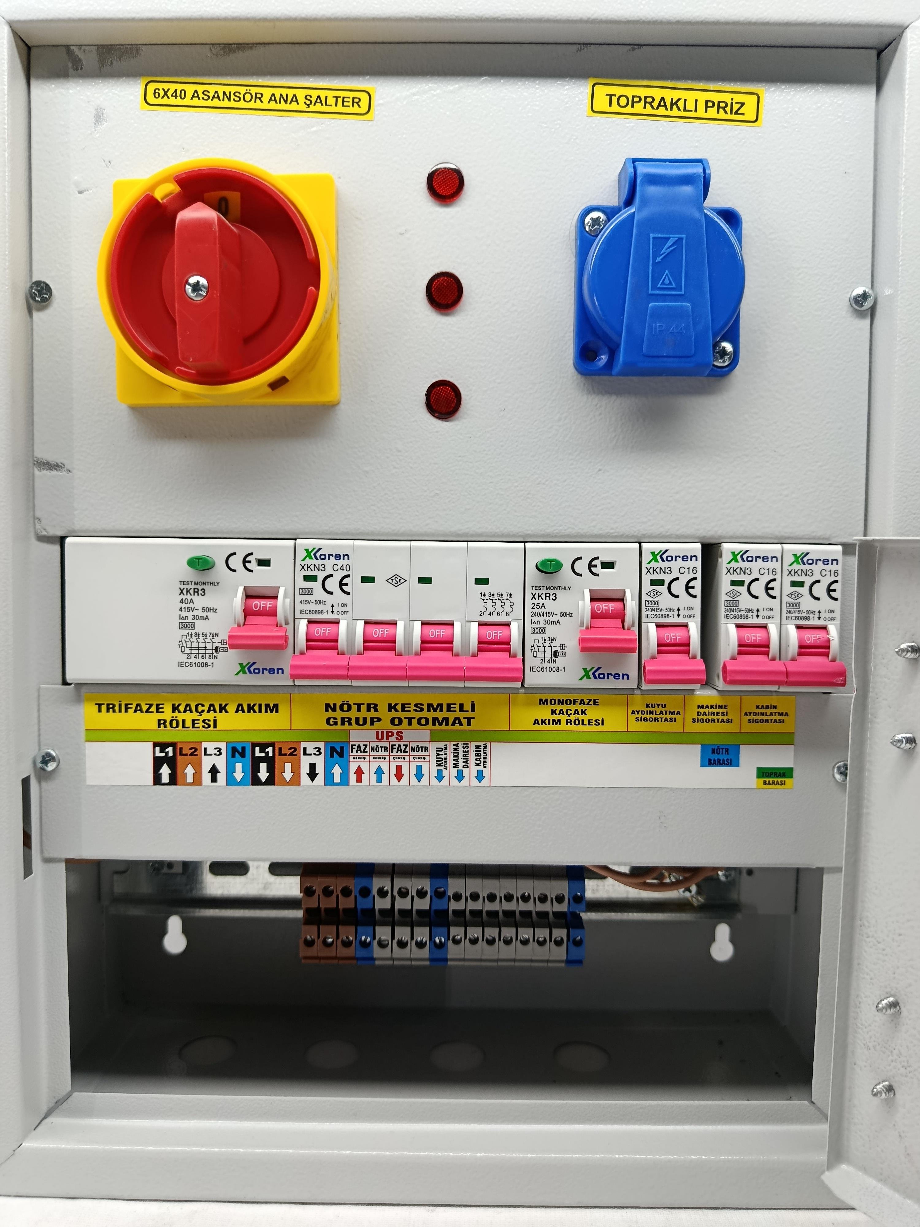 6 Kutuplu Pako Şartelli XKOREN Marka Asansör Elektrik Dağıtım Panosu