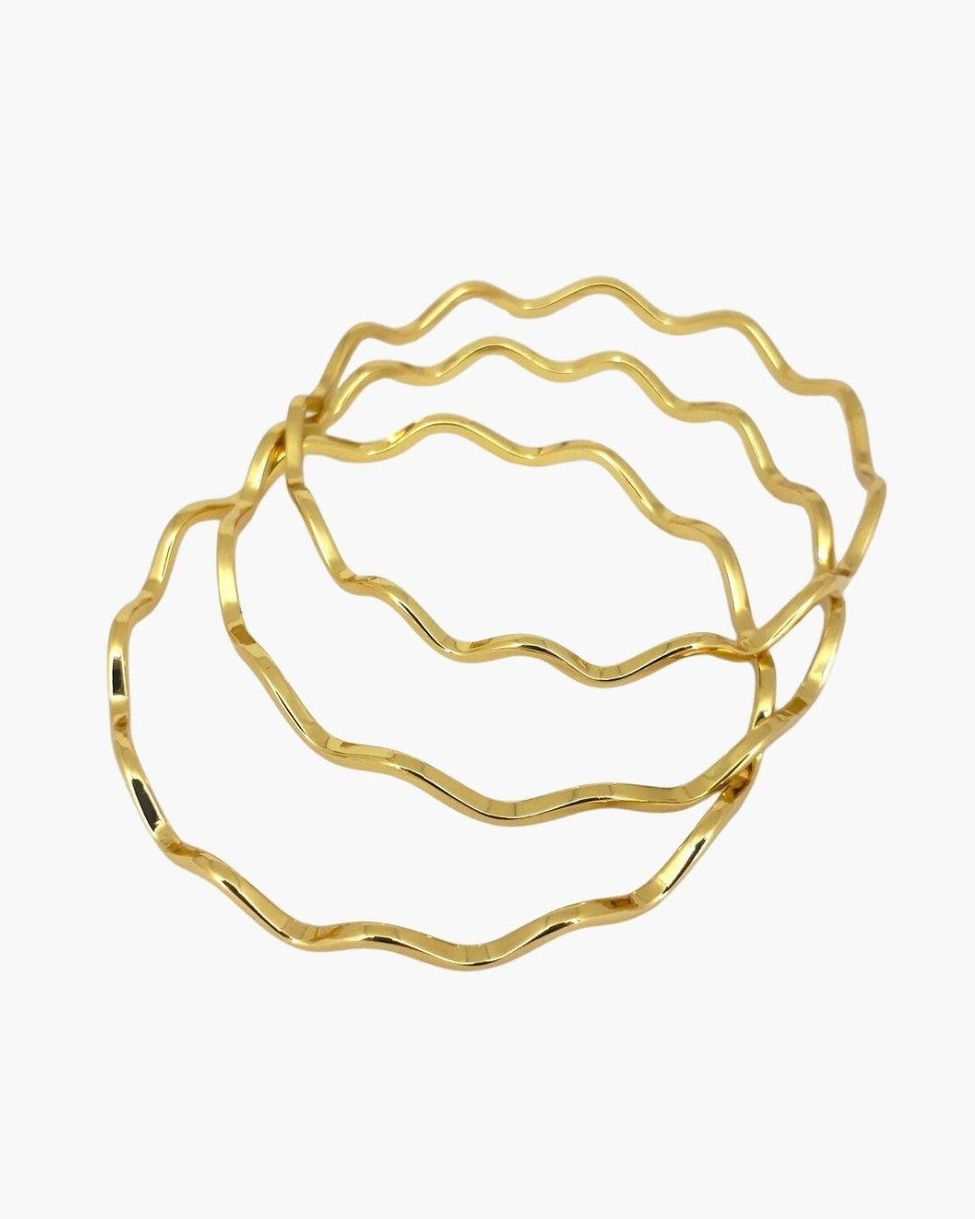 3lü Gold Renk Zigzag Ajda Bilezik