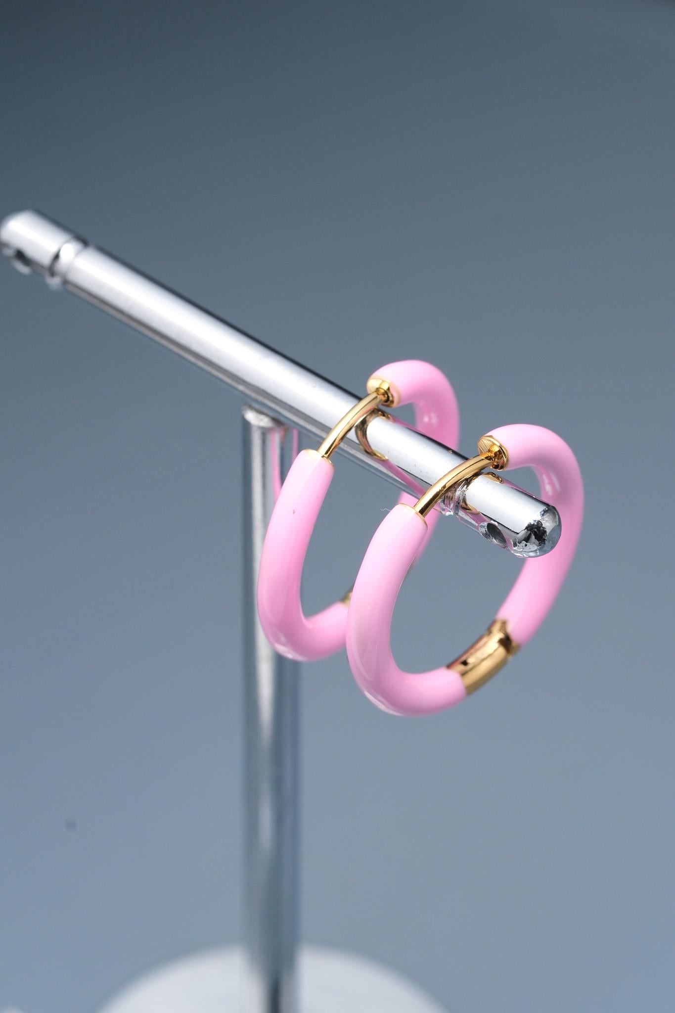 Açık Pembe Çelik Küpe / Model 617