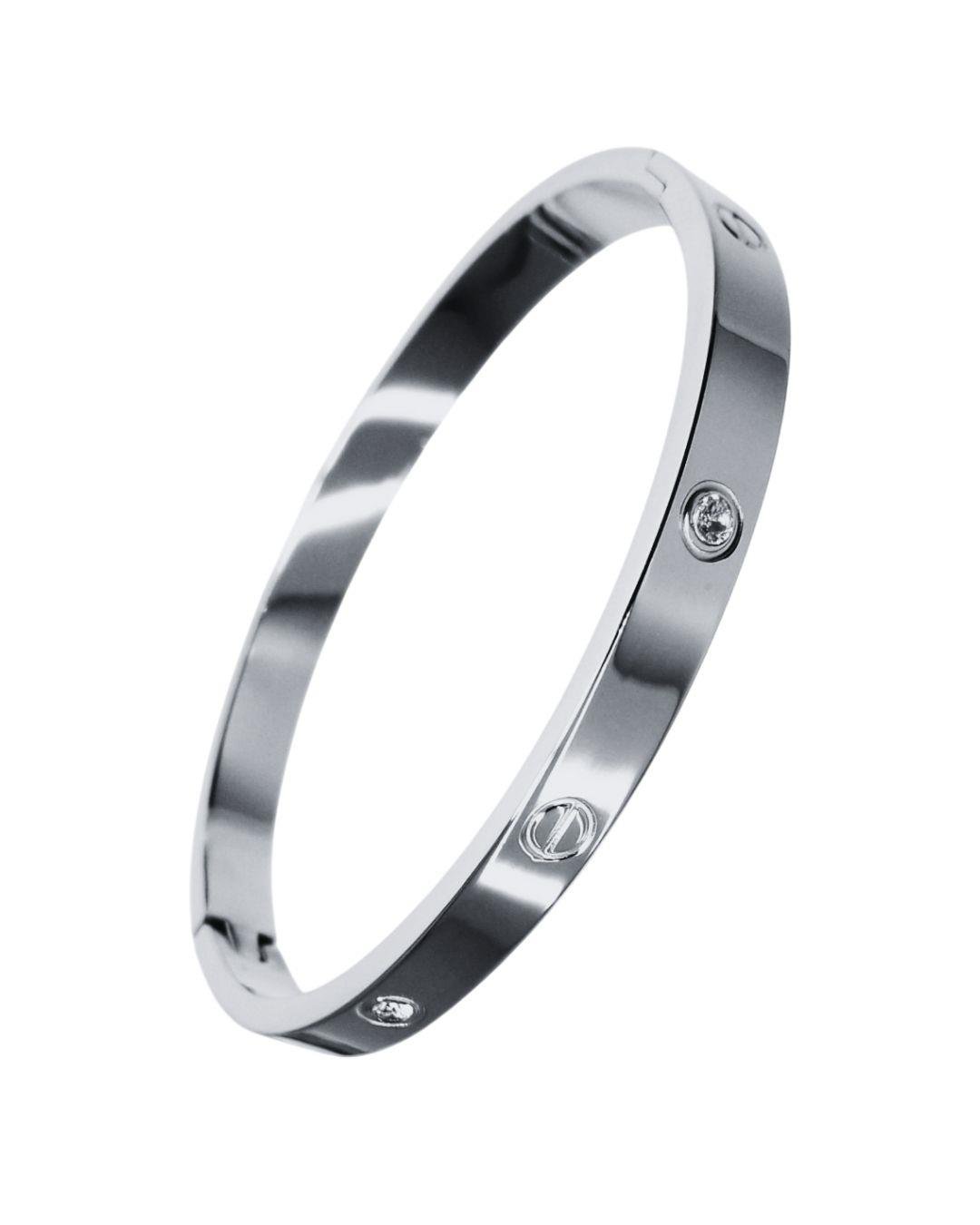Cartier Model Zirkon Taşlı Gümüş Renk Kelepçe Bileklik