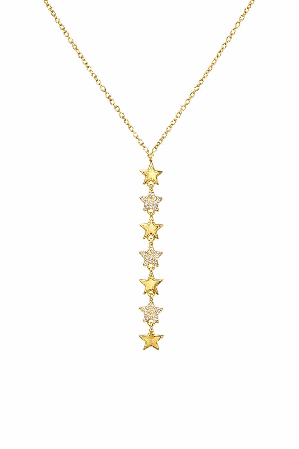 Gold Renk Yıldızlı Çelik Y Kolye / Model 714