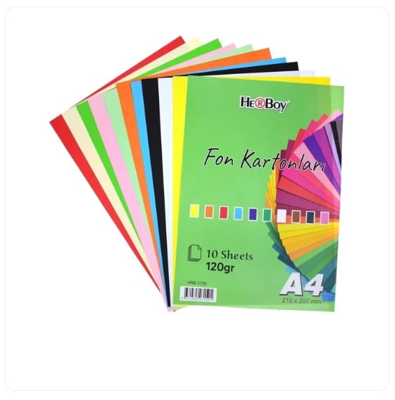 Herboy Fon Kartonu 120 GR 25x35 Karışık 10 Lu Poşet