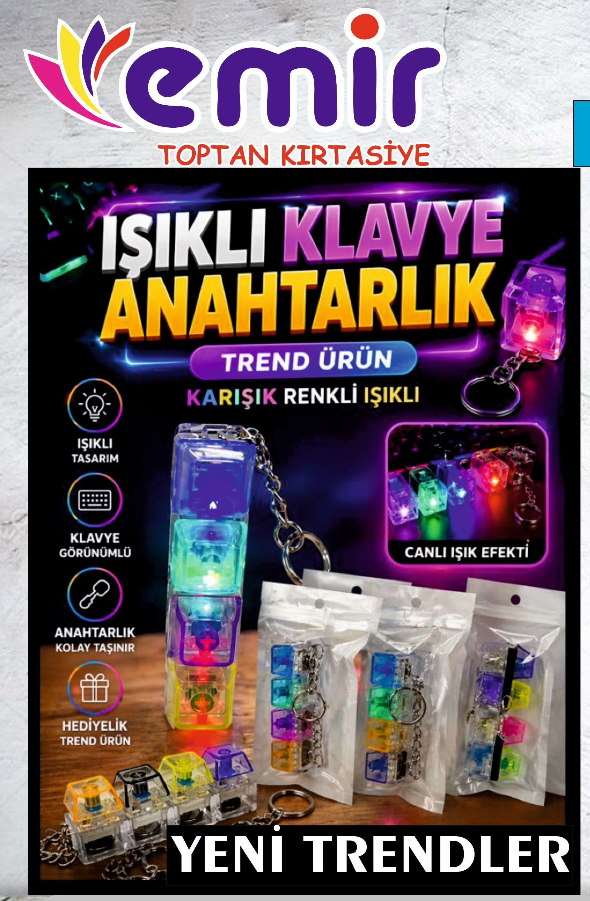KLAVYE KARIŞIK RENKLİ IŞIKLI