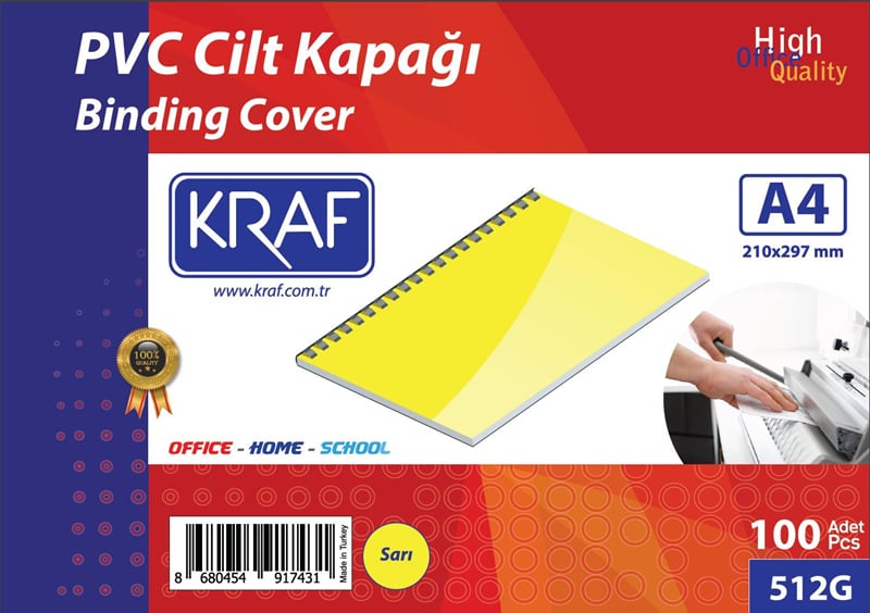 KRAF CİLT KAPAĞI A4 100 LÜ SARI