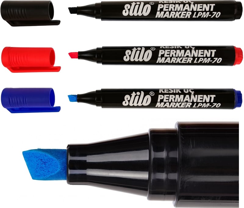 STİLO PERMANENT KALEM KESİK UÇ MAVİ 