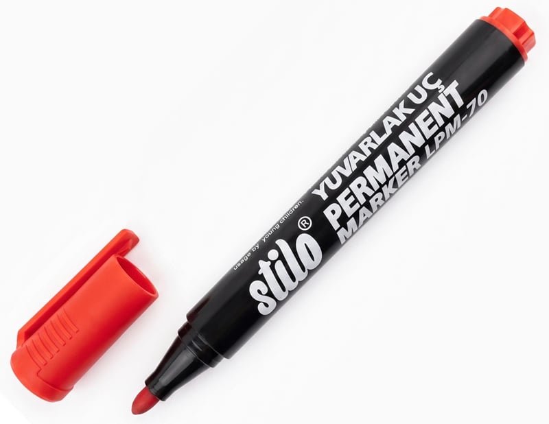 STİLO PERMANENT KALEM YUVARLAK UÇ KIRMIZI