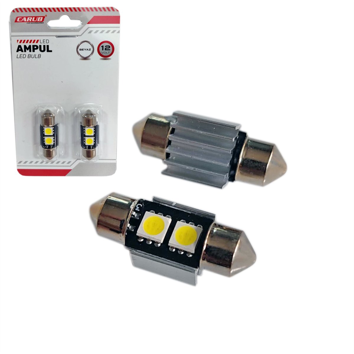 Carub 12V Sofit Ampul 31 mm 3W 2 SMD Led Metal Beyaz BR0402211