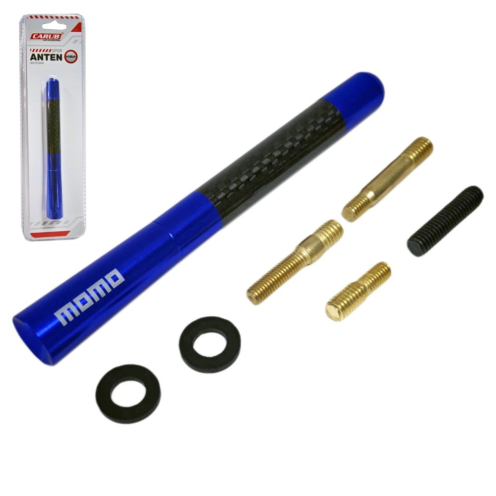 Carub Çubuk Anten Spor (Momo) Alüminyum Mavi-Karbon 12 cm BR0041053