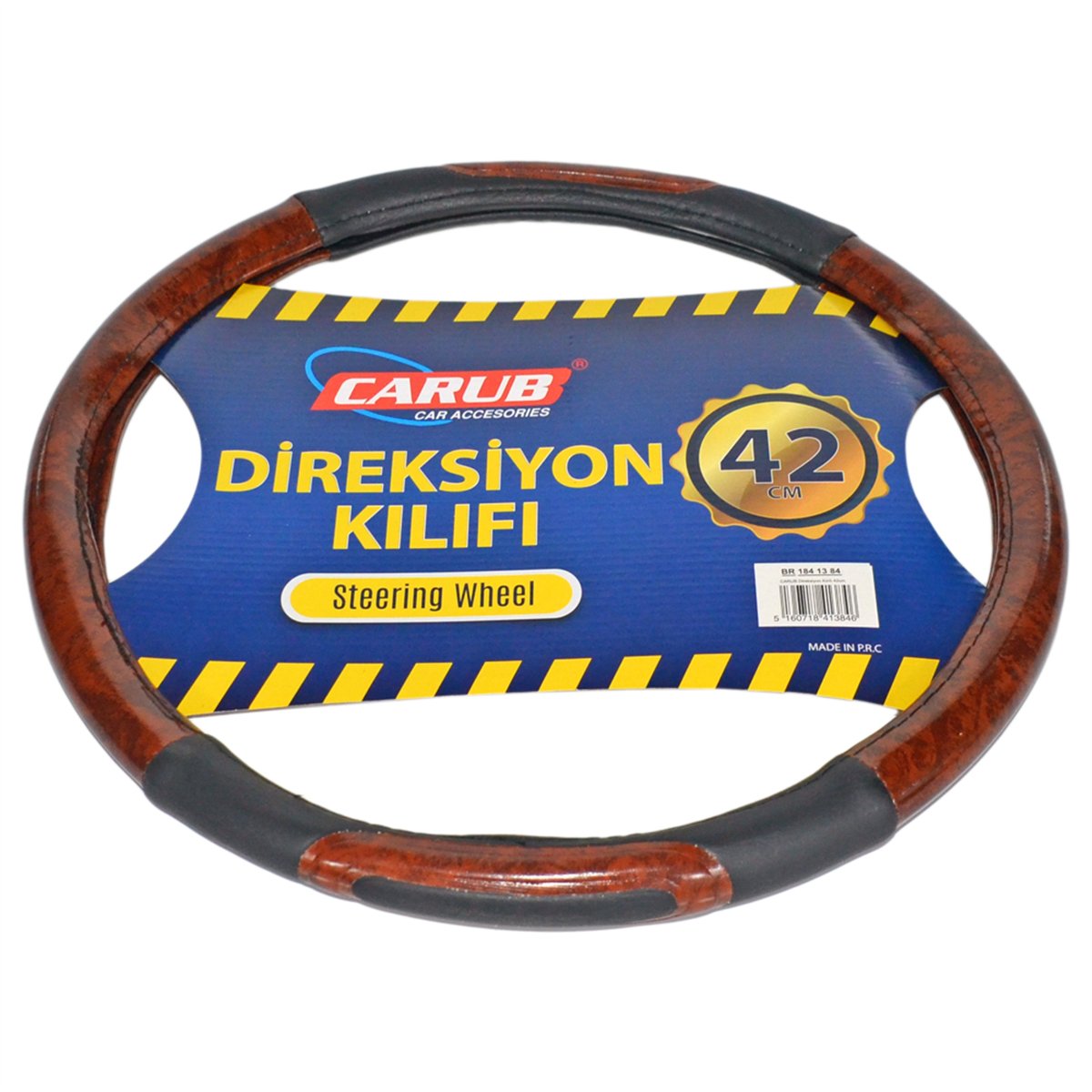 Carub Geçmeli Direksiyon Kılıfı Siyah-Maun 42 cm BR1841384