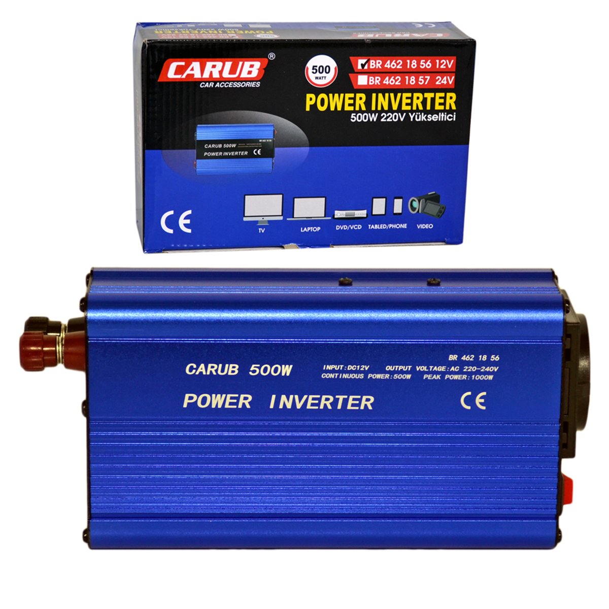 Carub İnverter 12V dan 220V a Yükseltici 500W USB (5V-1A) Çıkışlı BR4621856