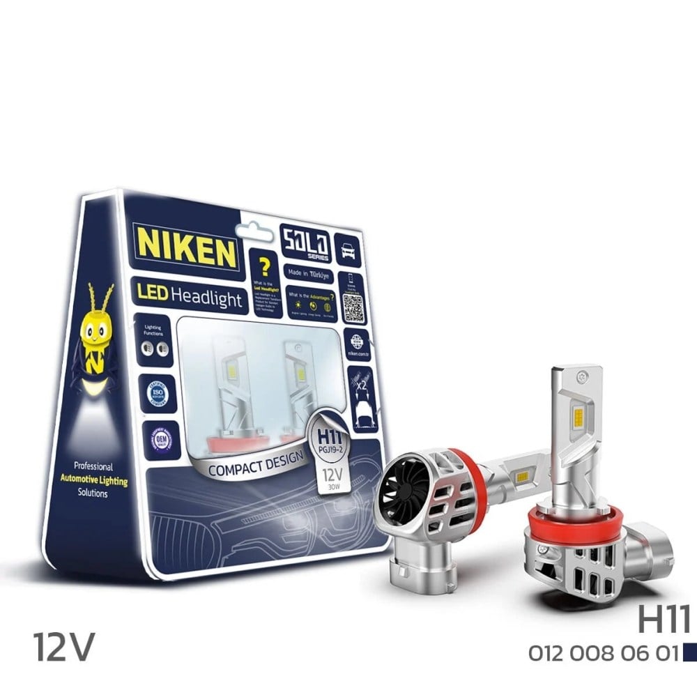 Niken H11 Led Xenon Solo Serisi PGJ19-2 12V 30W 8000K Beyaz 3800 Lümen