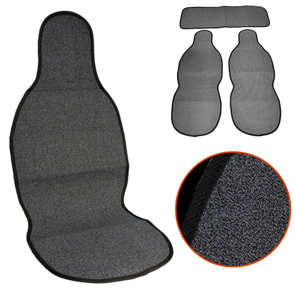 NYF 52 Terletmez Minder Premium Pamuklu Füme 3 lü Set (2 Ön Pilot + 1 Arka Oturma)