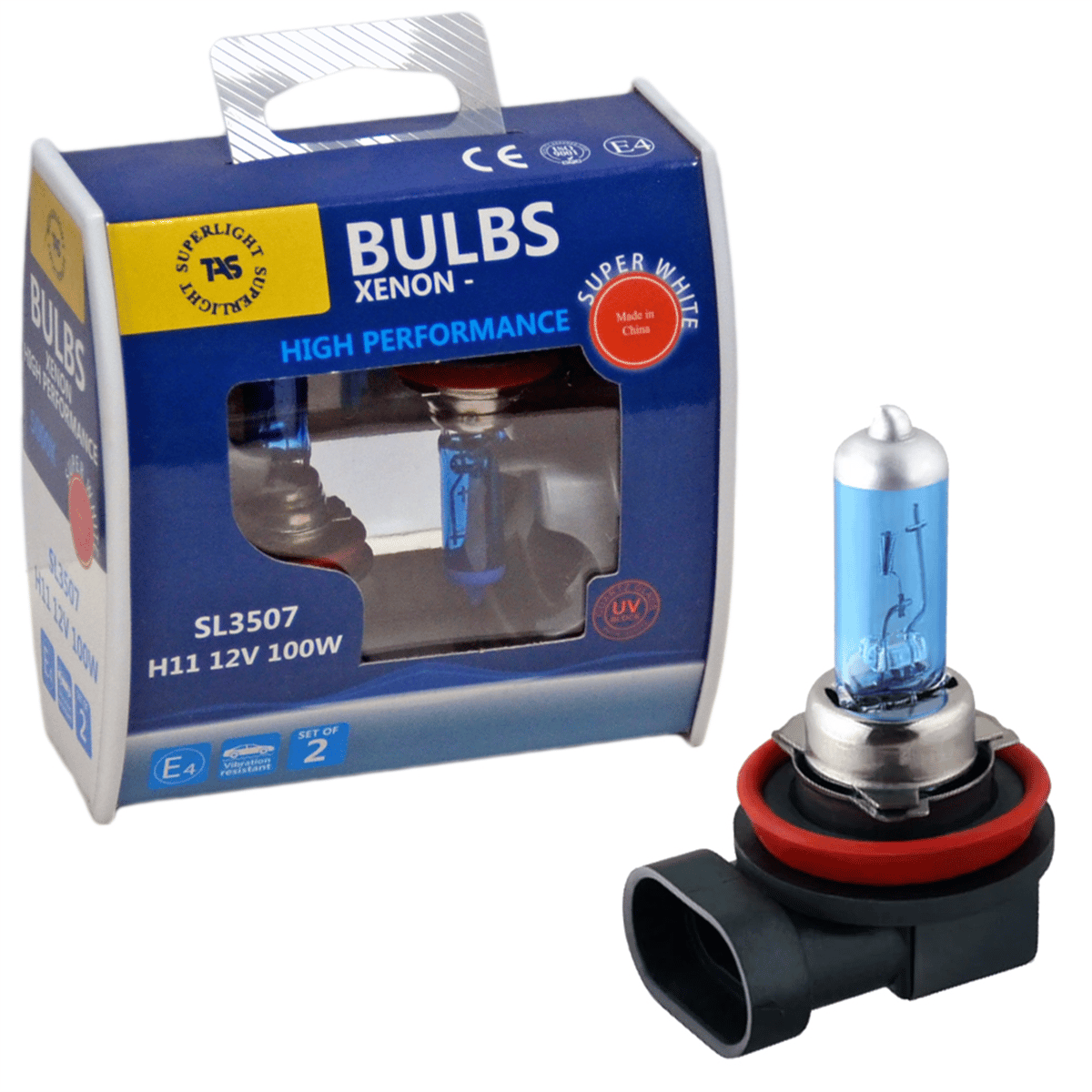 TAS Süperlight 12V H11 Ampul Halogen Beyaz 100W 5000K 2 li SL3507
