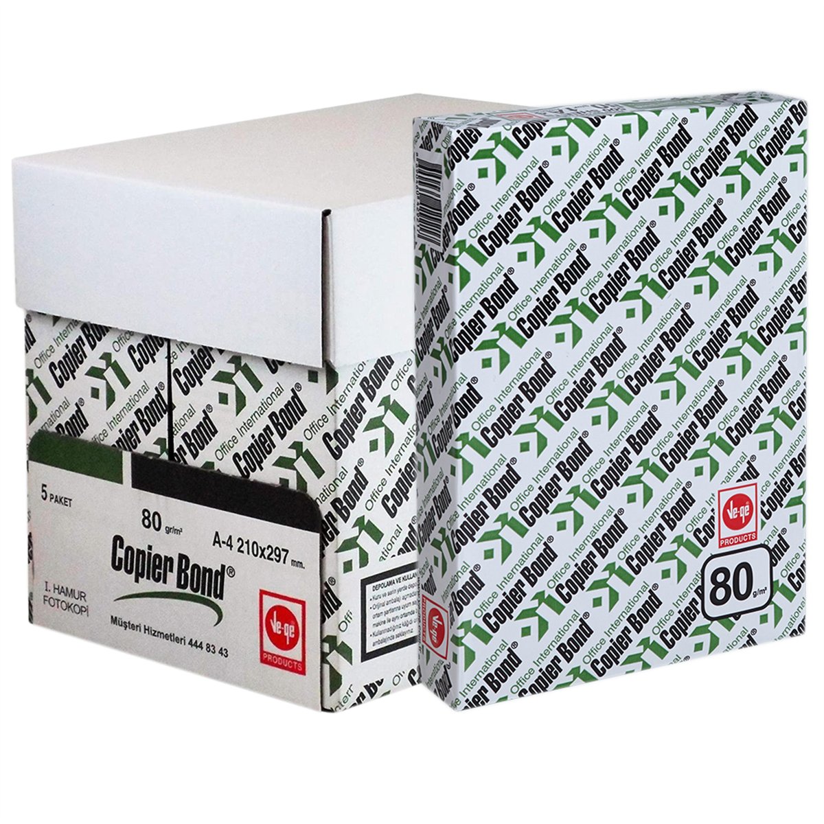 Ve-Ge Copier Bond Fotokopi Kağıdı A4 80 gr (1 Koli - 5 Paket)