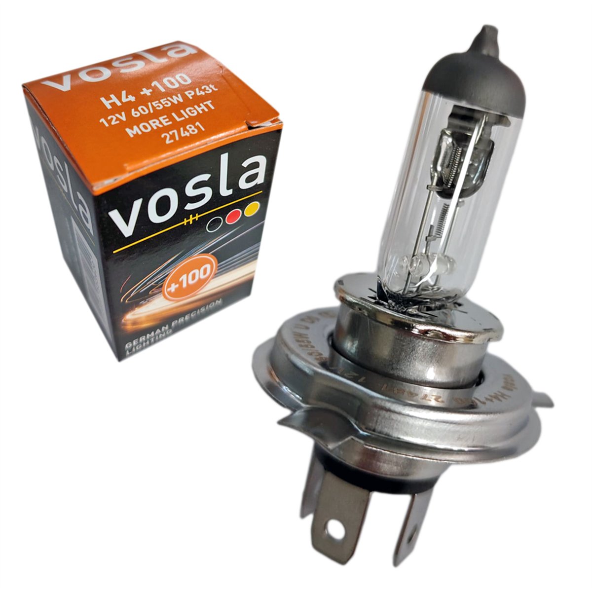 Vosla 12V H4 Ampul 60/55W +100 Fazla Işık P43t VS27481 (2 li)