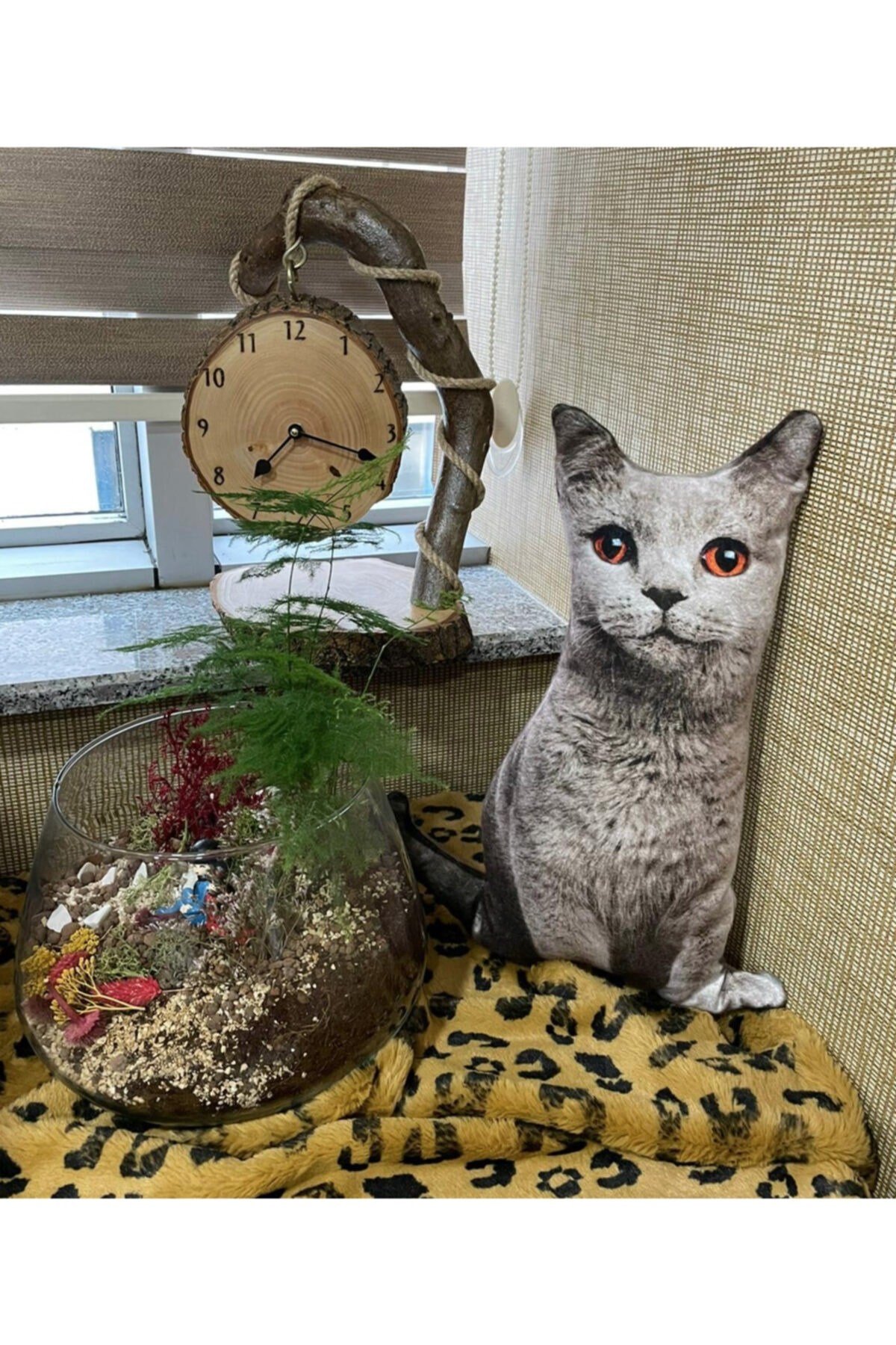3 Boyutlu Dijital Baskılı Tekir Kedi Yastık-kırlent-minder